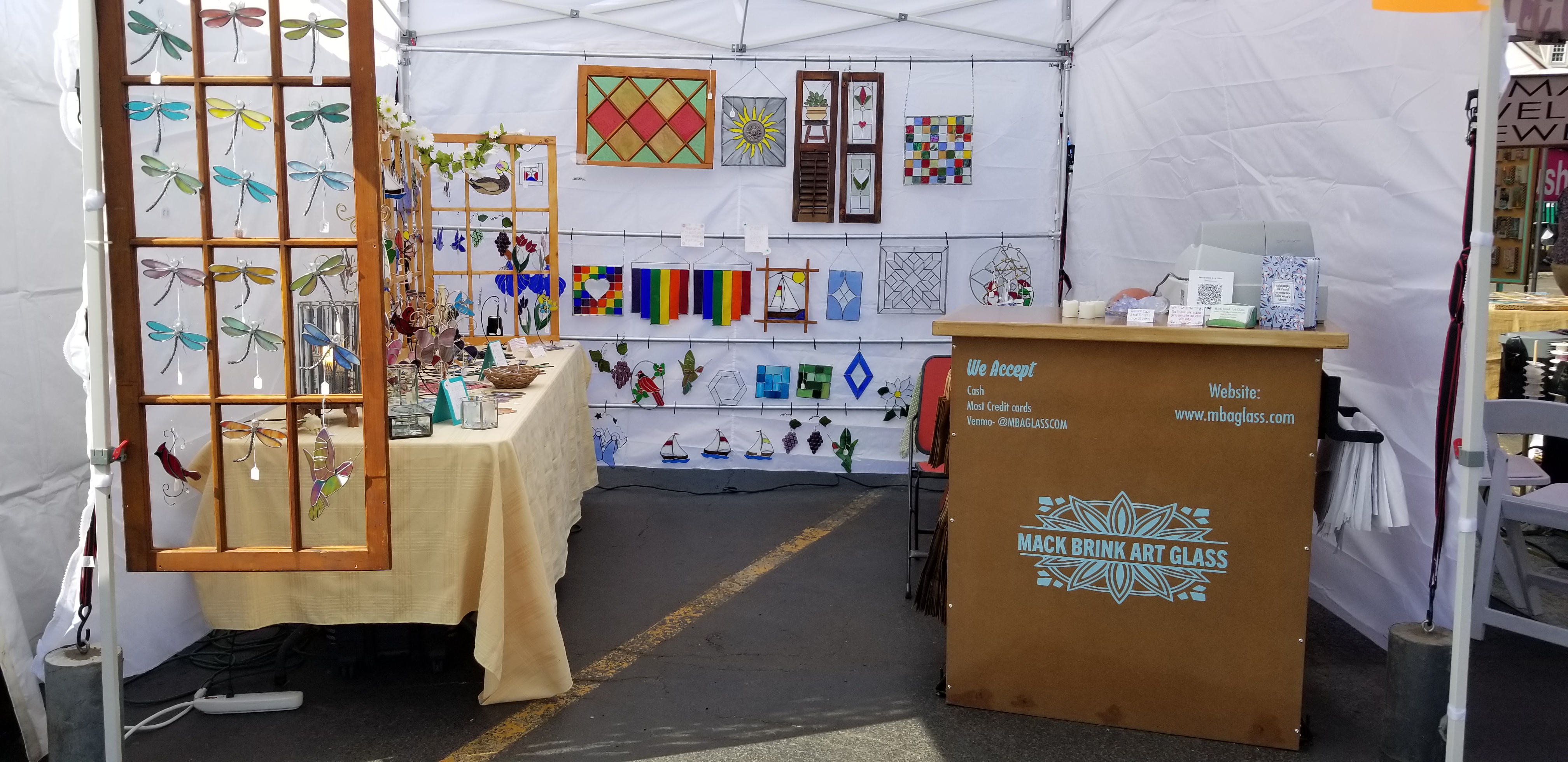 Mack Brink Art Glass festival booth