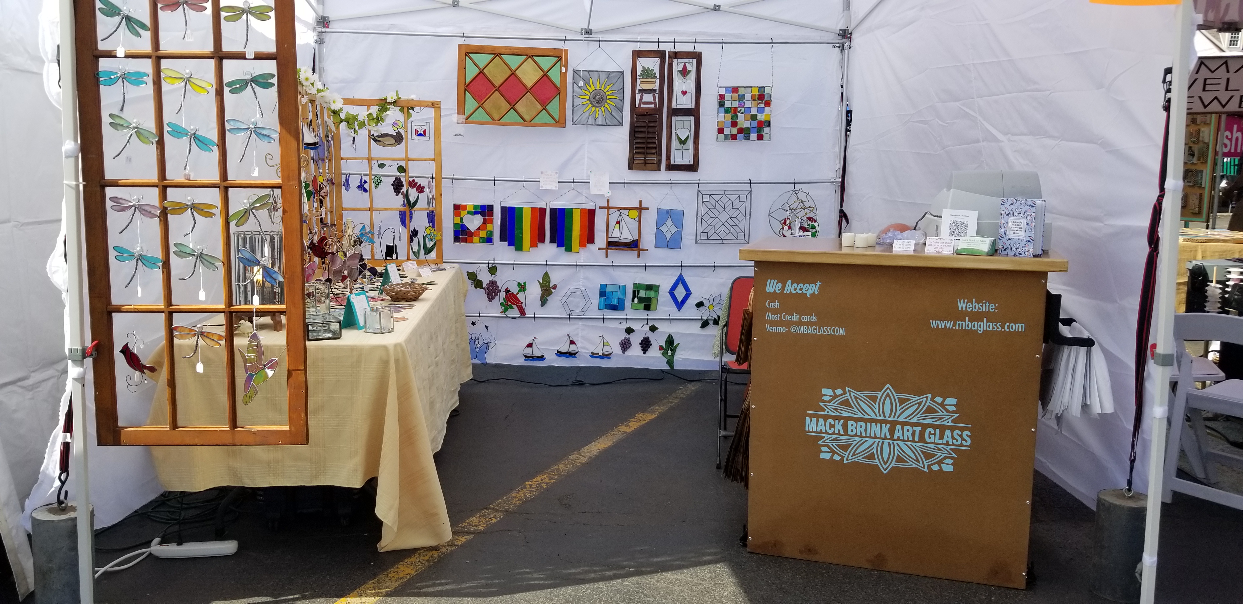 Mack Brink Art Glass festival booth